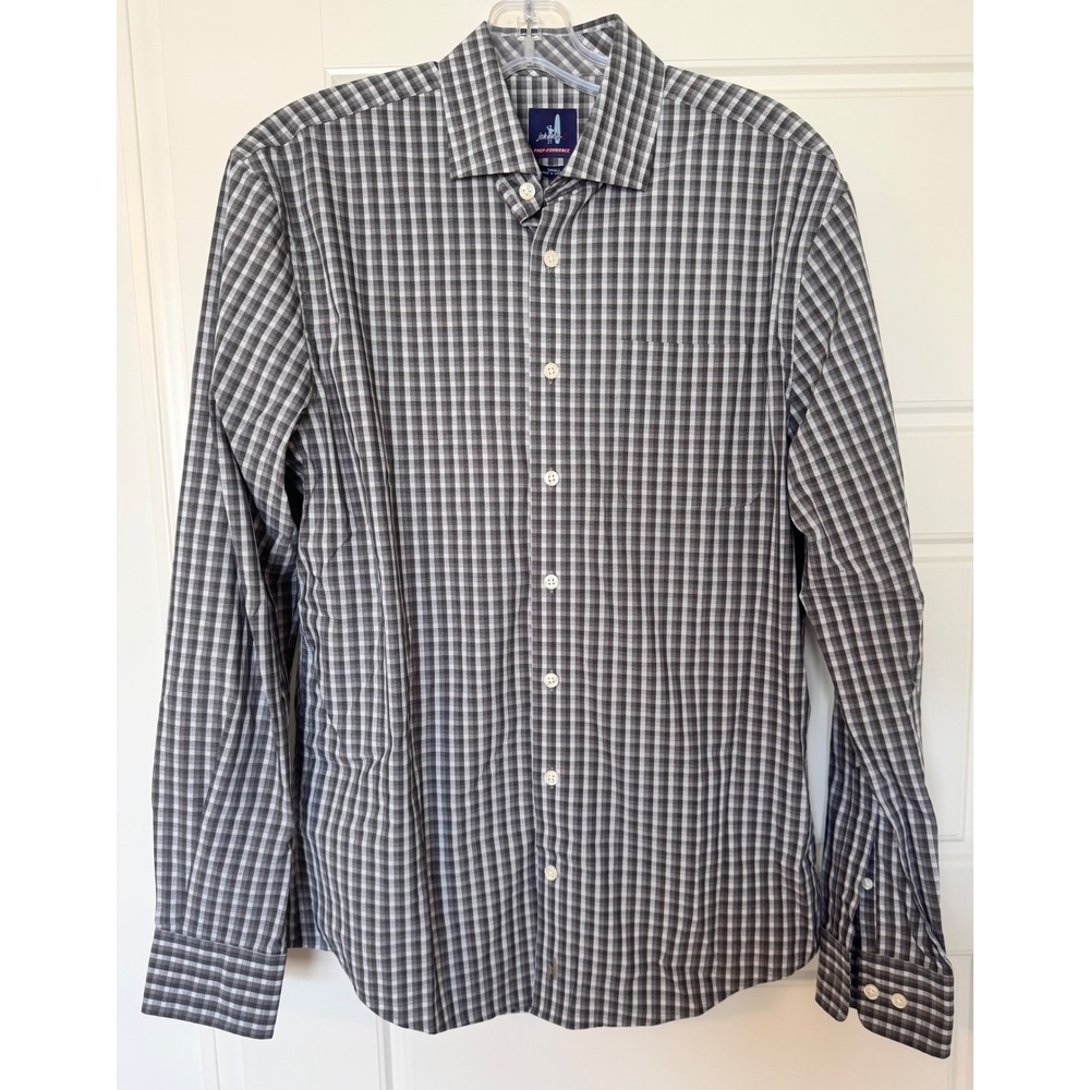 JOHNNIE-O $138 MEAD PREP-FORMANCE BUTTON UP SHIRT IN CHARCOAL PLAID SZ‎ S NWOT